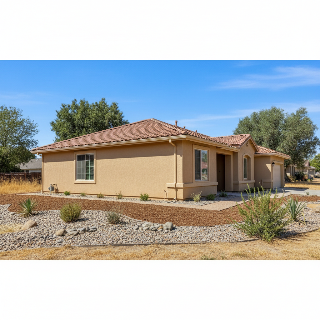 Completed residential stucco work at a residential property in Clovis, CA