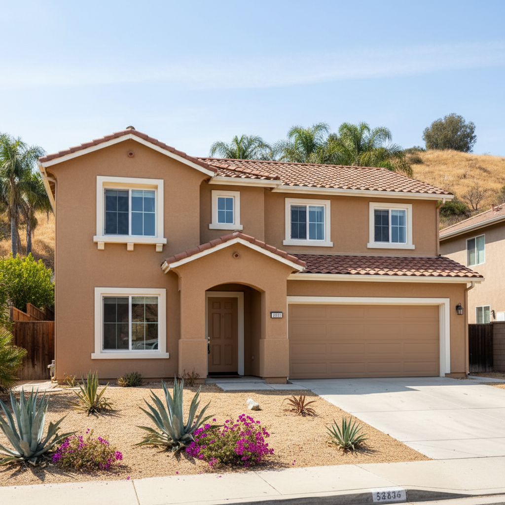 Completed stucco painting work at a residential property in Glendale, CA
