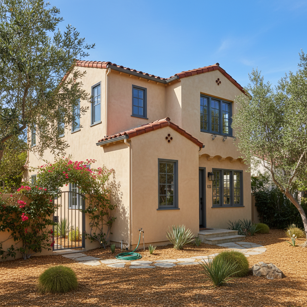 Completed stucco painting work at a residential property in Pasadena, CA