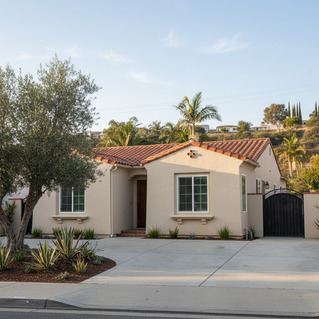 Completed residential stucco work at a residential property in Los Angeles, CA