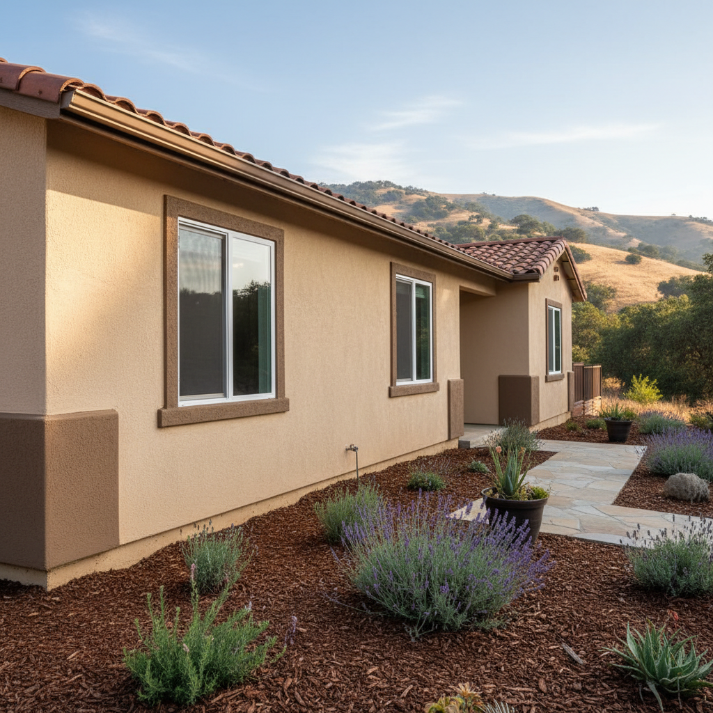 Completed residential stucco work at a residential property in Castro Valley, CA