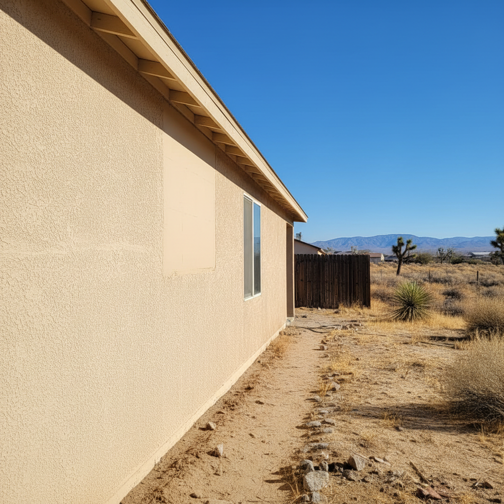 Completed stucco repair work at a residential property in Victorville, CA