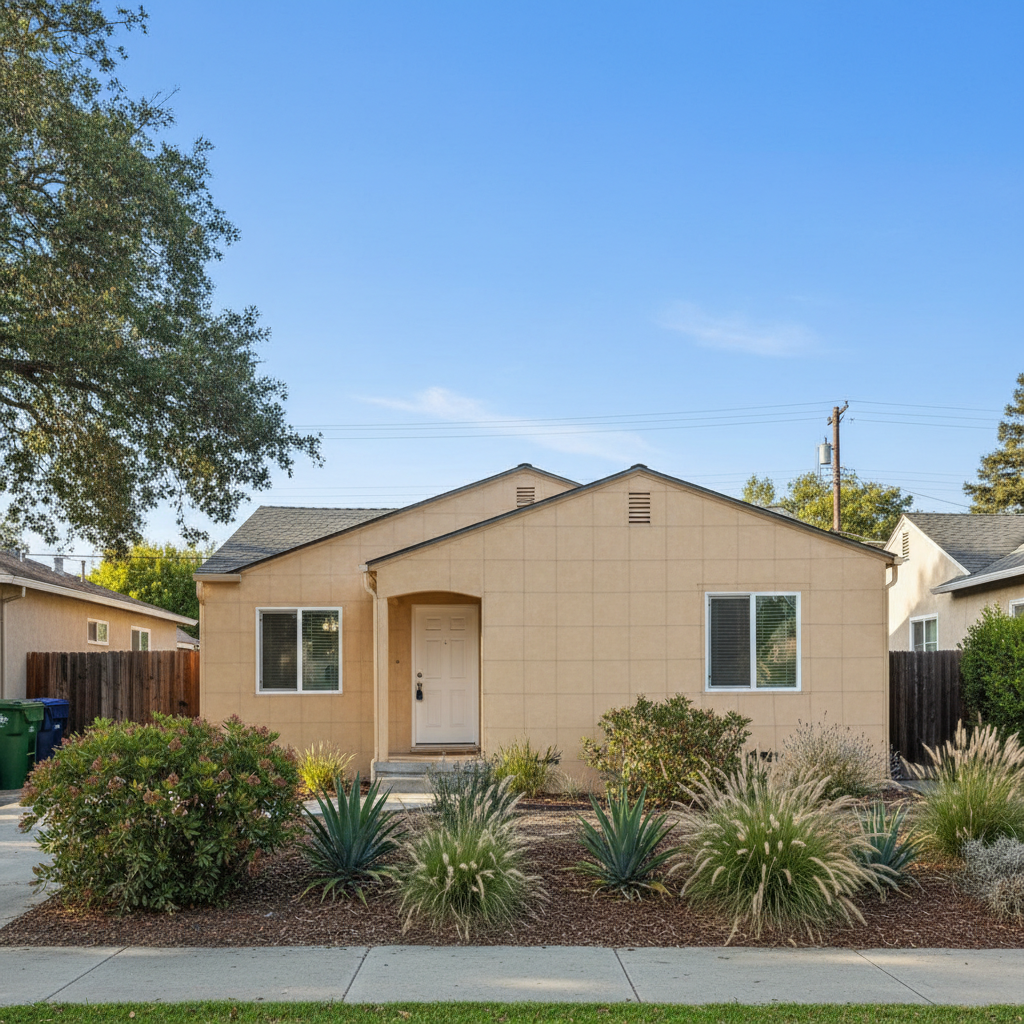 Completed stucco removal work at a residential property in Davis, CA