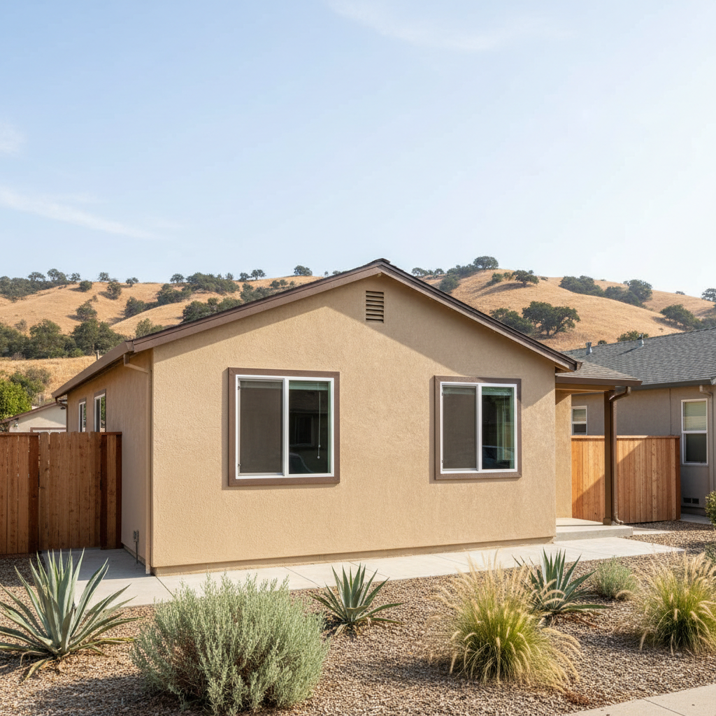 Completed stucco installation work at a residential property in Fremont, CA