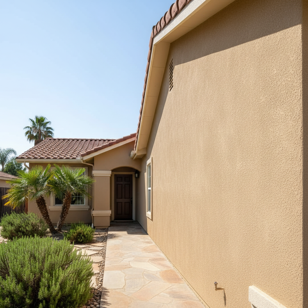 Completed stucco painting work at a residential property in Modesto, CA