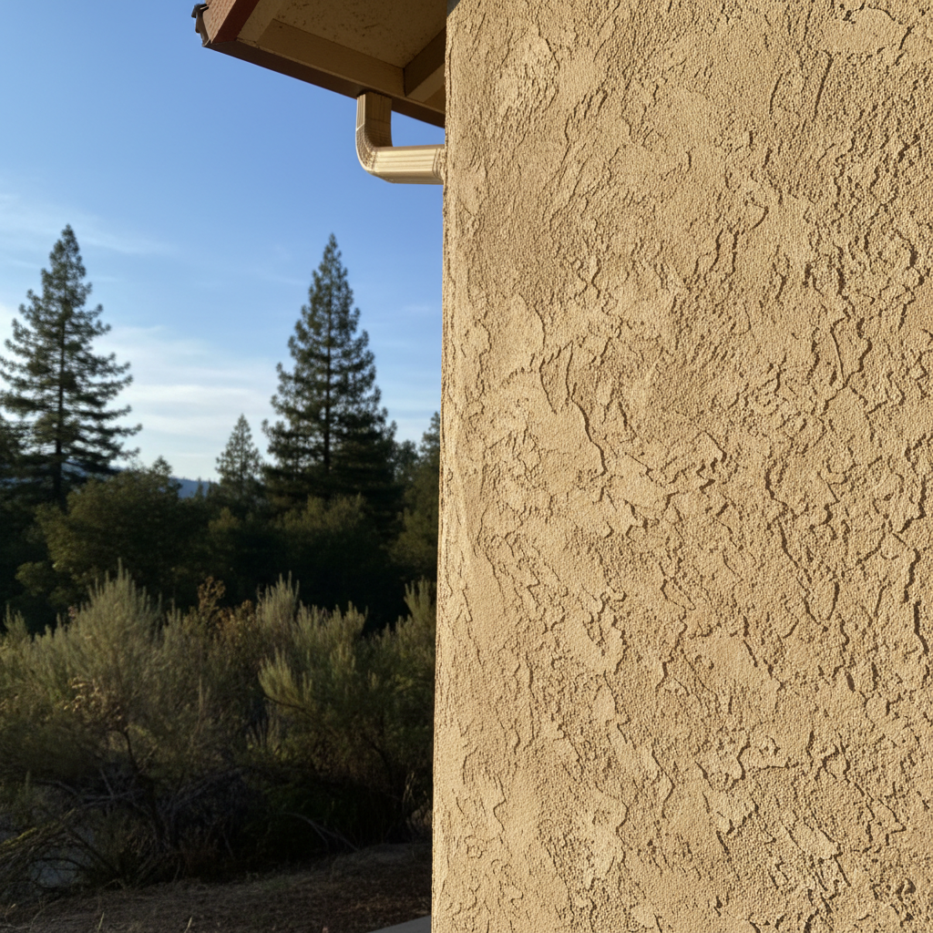 Completed stucco replacement work at a residential property in Boulder Creek, CA