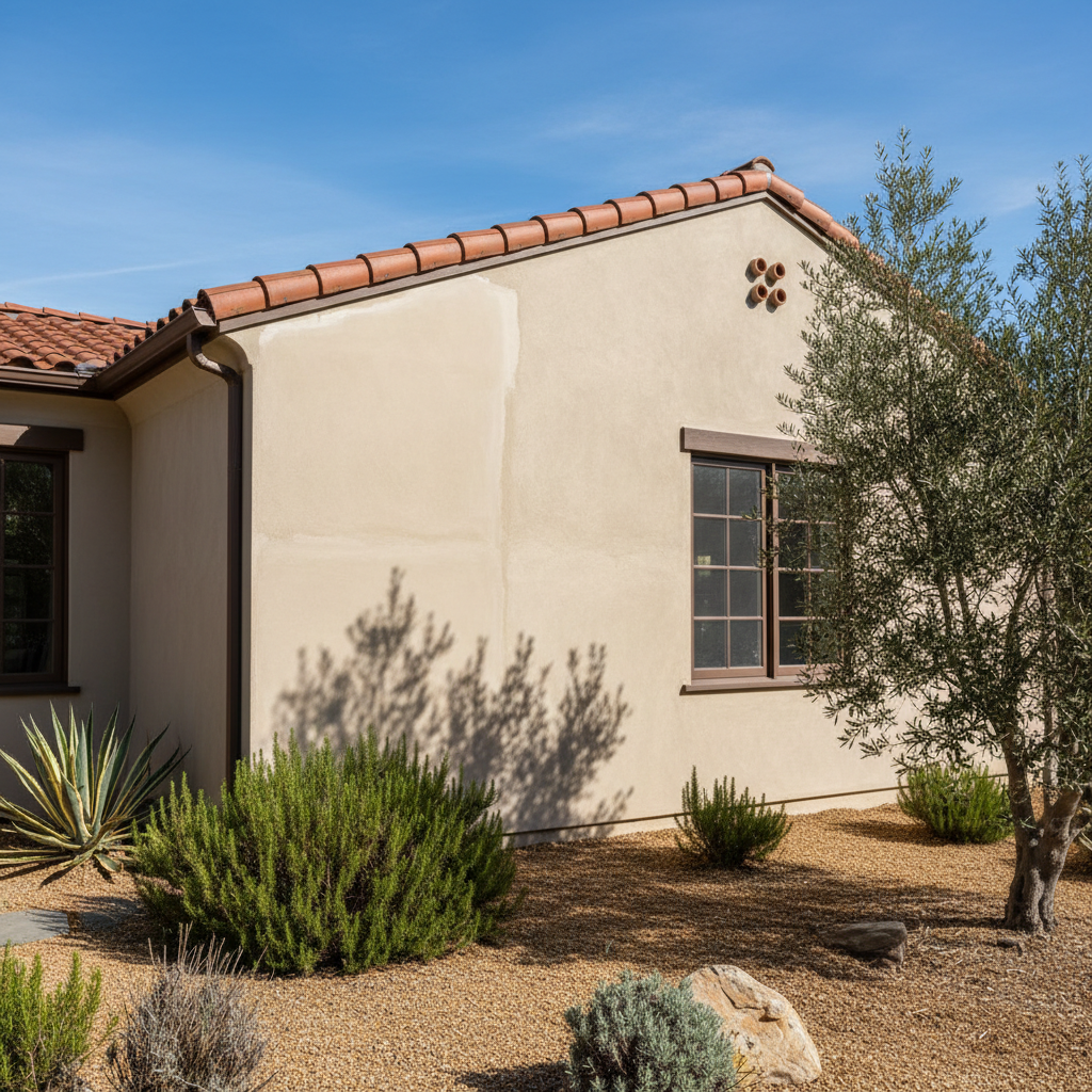 Completed stucco repair work at a residential property in Burlingame, CA