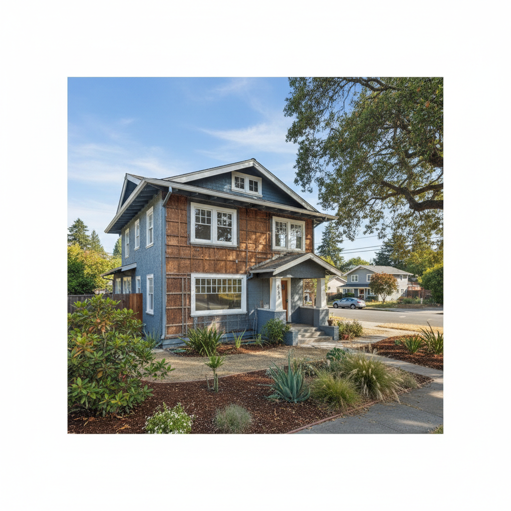 Completed stucco removal work at a residential property in Oakland, CA