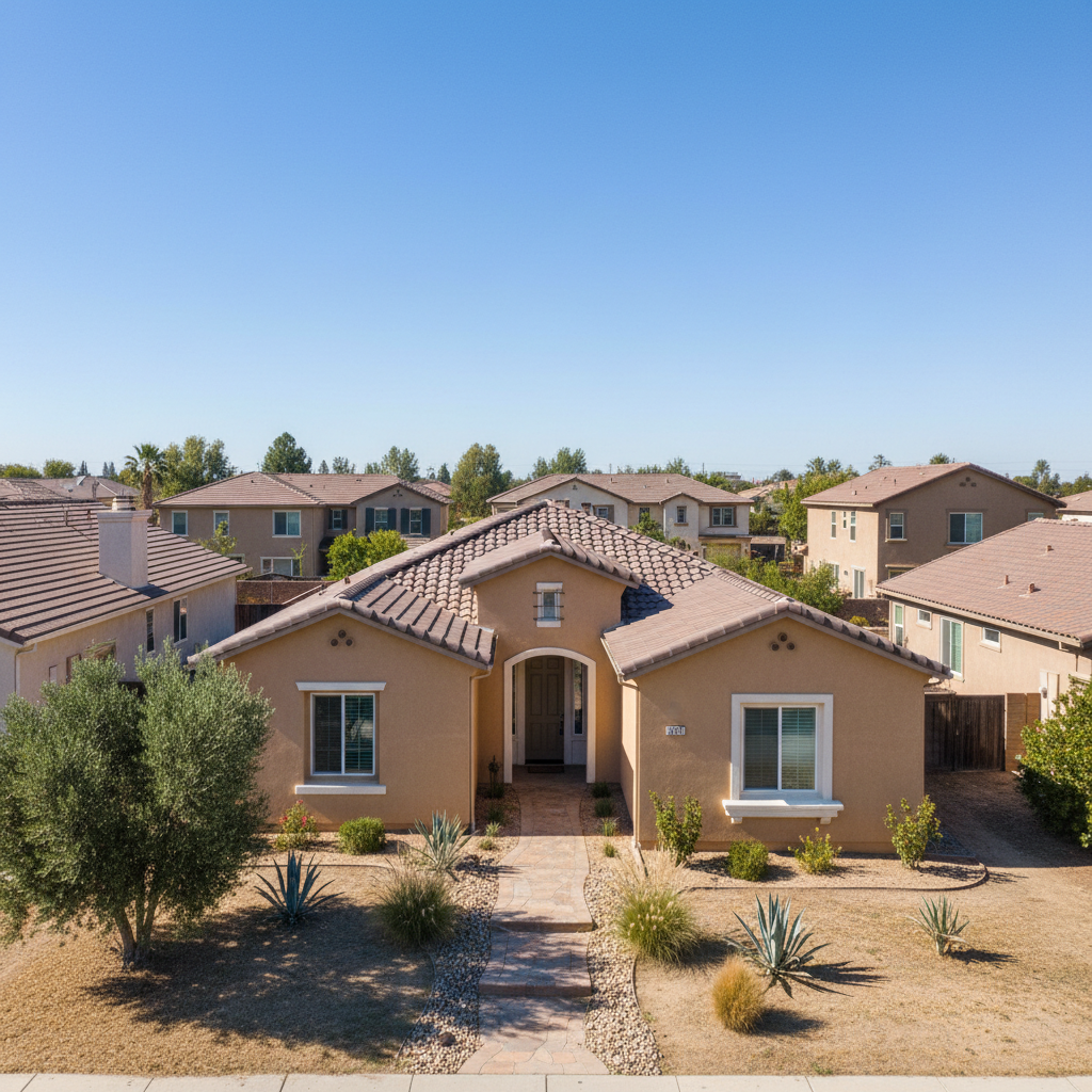Completed stucco installation work at a residential property in Clovis, CA
