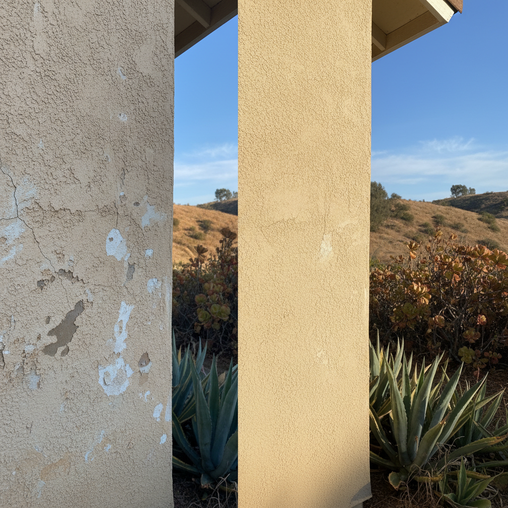 Completed stucco repair work at a residential property in Chula Vista, CA