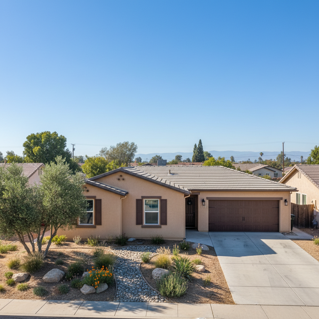 Completed stucco replacement work at a residential property in Fresno, CA