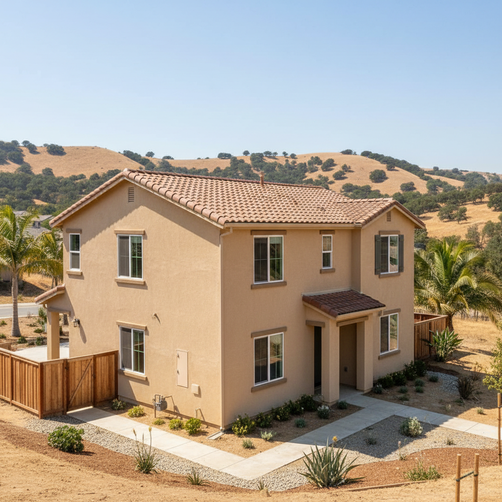 Completed residential stucco work at a residential property in Milpitas, CA