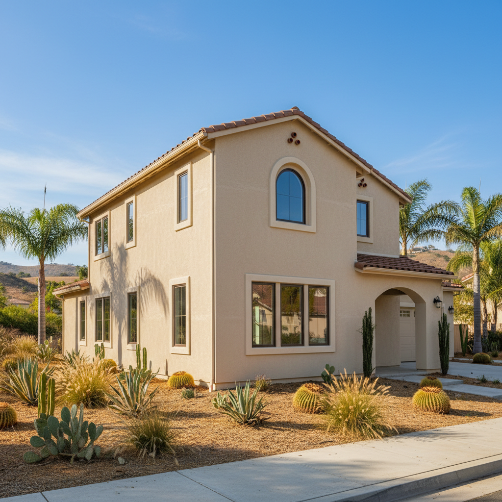 Completed stucco installation work at a residential property in Chula Vista, CA