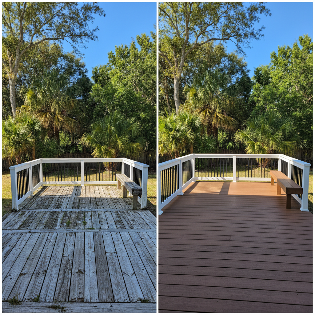 Completed composite decks work at a residential property in Cross City, FL