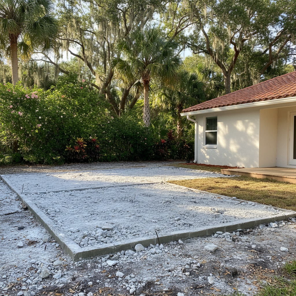 Completed concrete demolition work at a residential property in Temple Terrace, FL