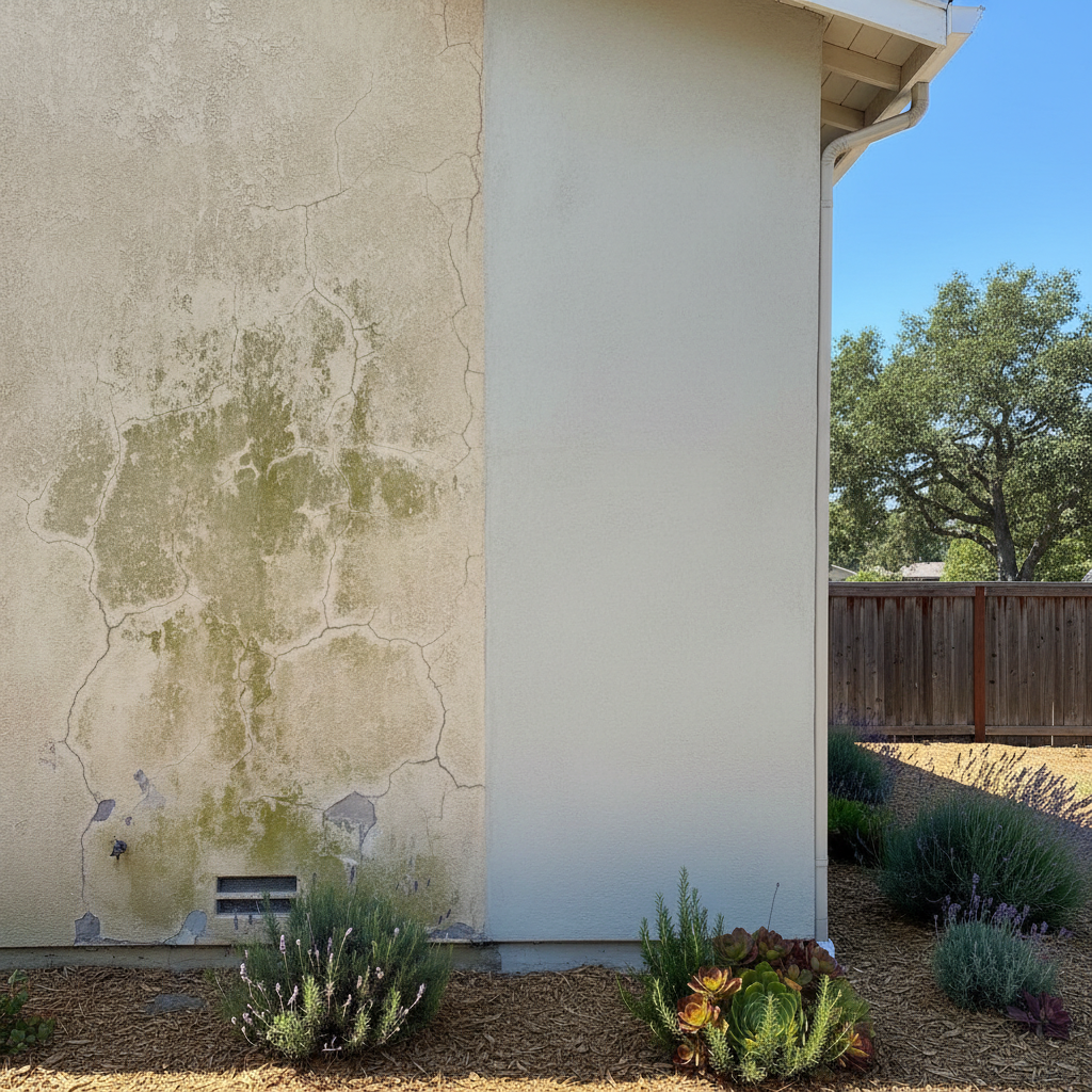 Completed stucco installation work at a residential property in Concord, CA