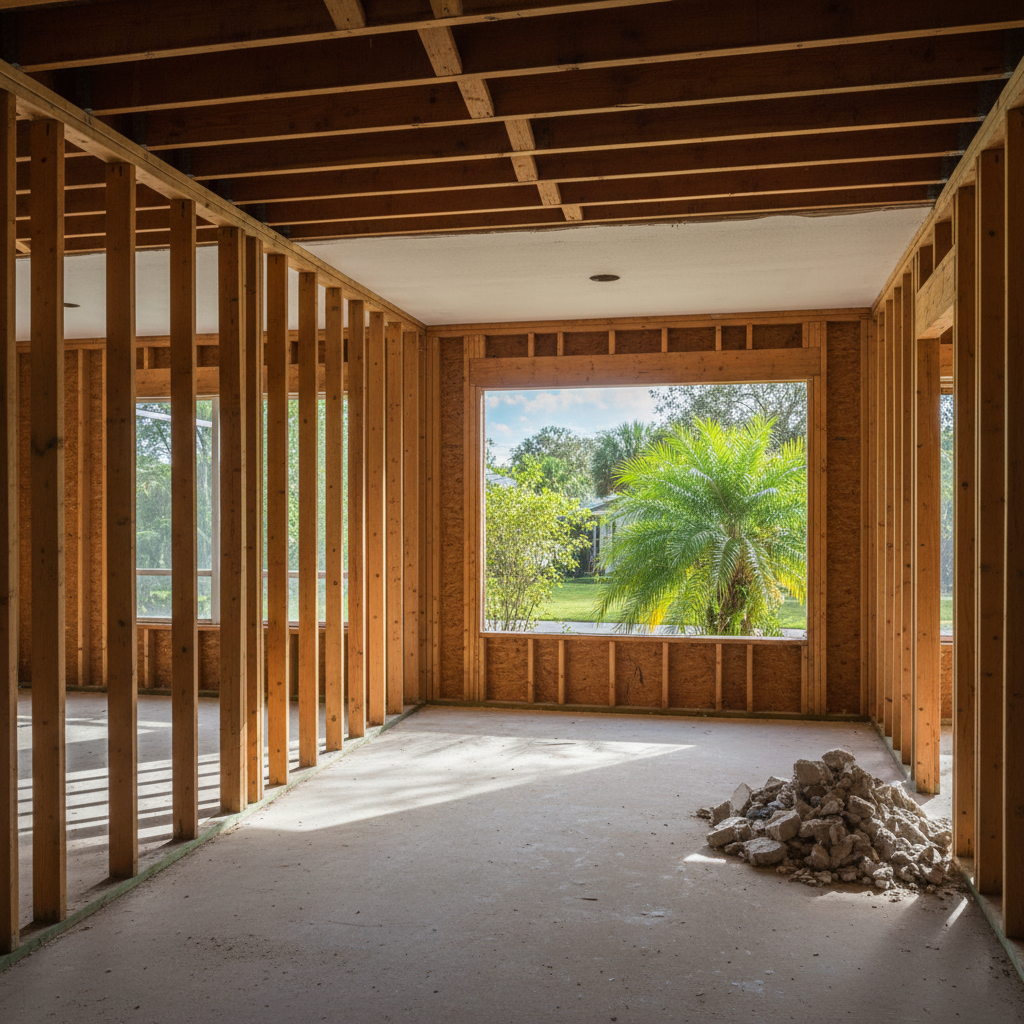 Completed interior demolition work at a residential property in Cape Coral, FL