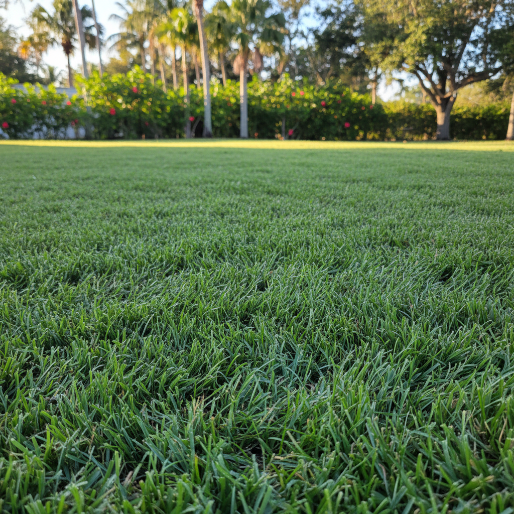Completed sod installation work at a residential property in Hialeah, FL