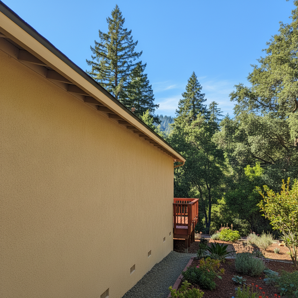 Completed residential stucco work at a residential property in Ben Lomond, CA