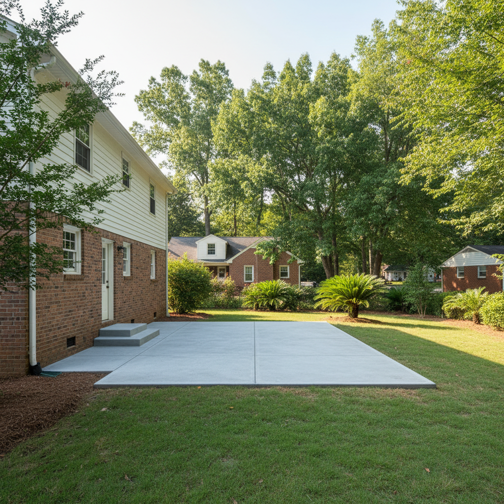 Completed concrete patios work at a residential property in Athens, GA