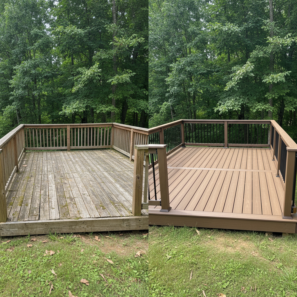 Completed composite decks work at a residential property in Ringgold, GA
