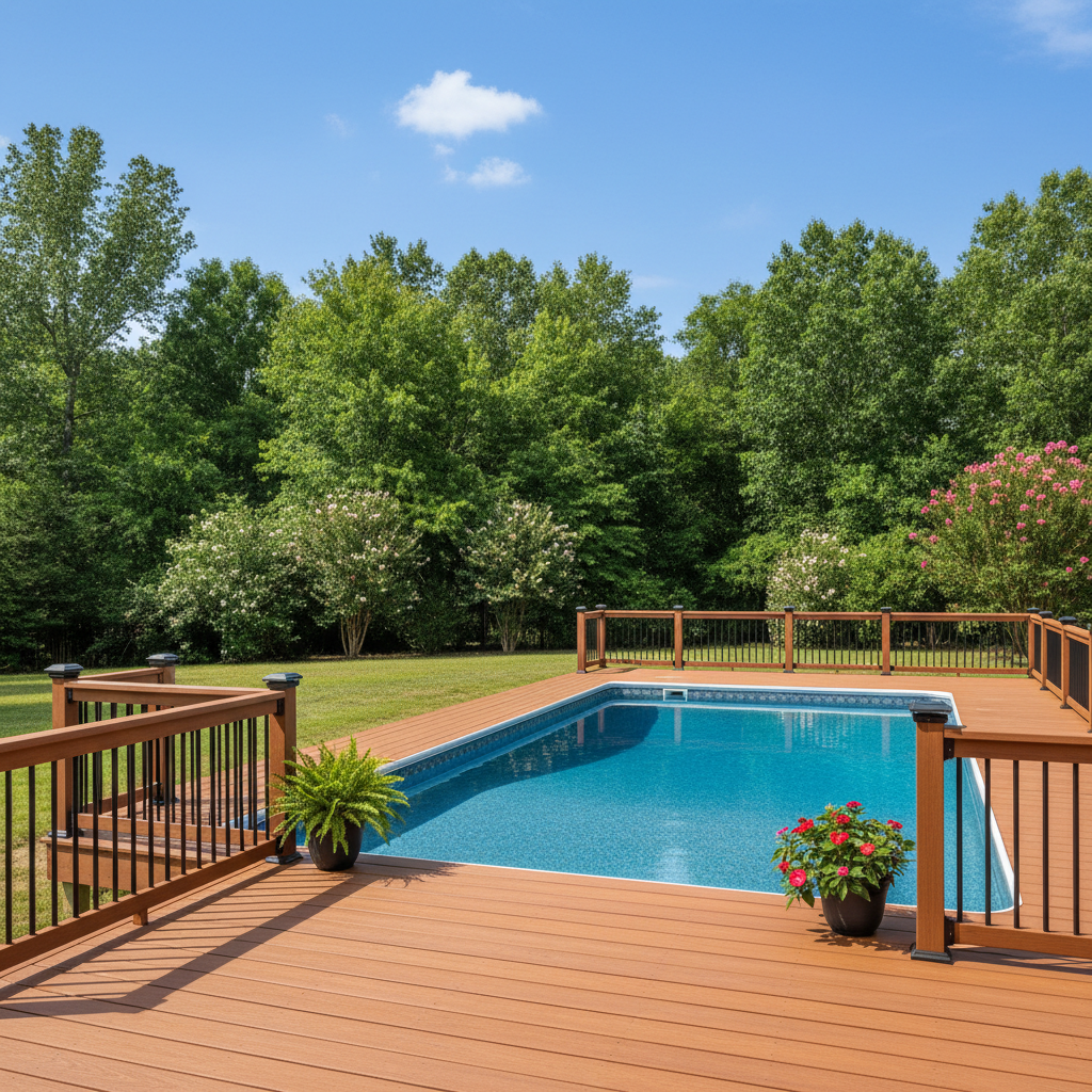 Completed pool decks work at a residential property in Warner Robins, GA
