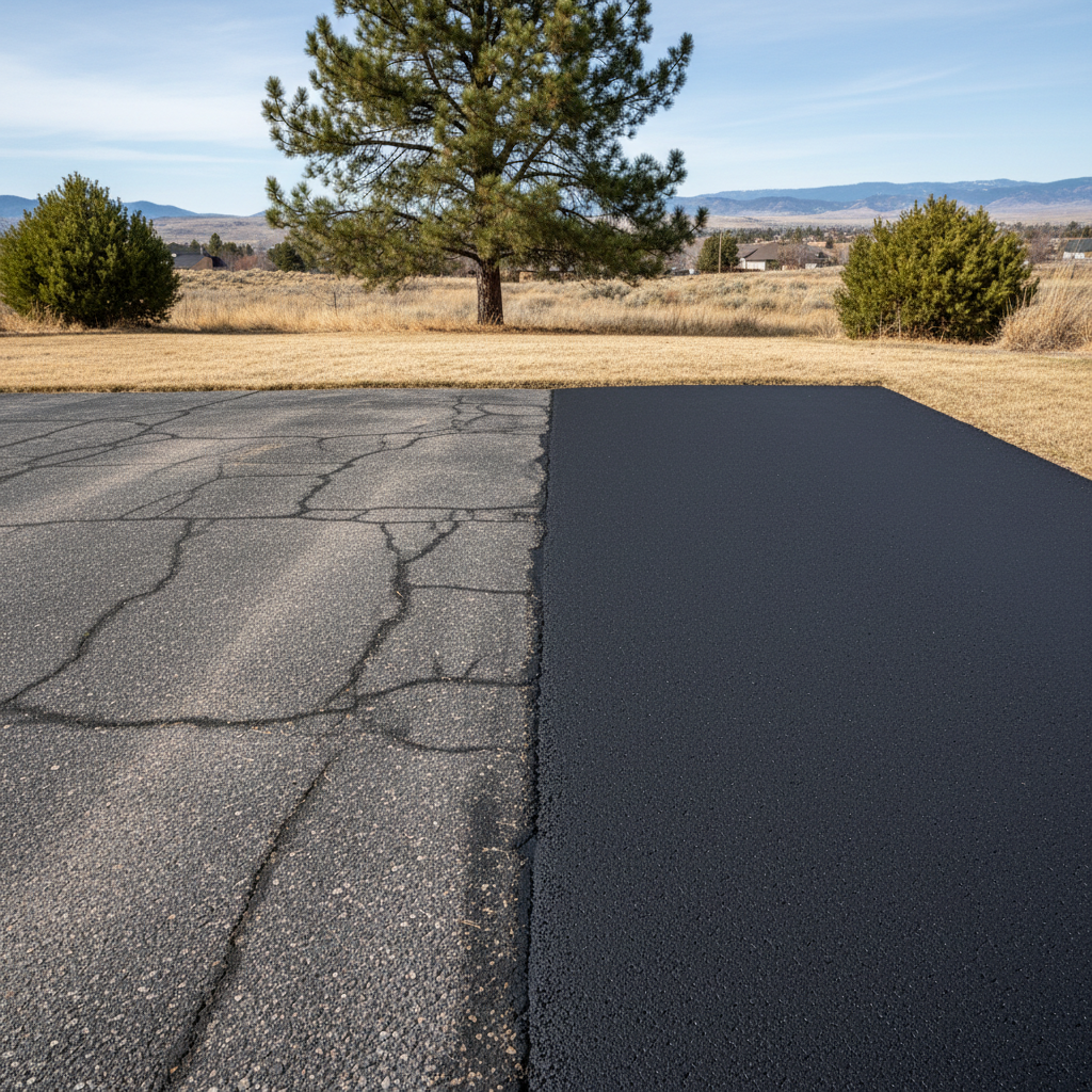 Completed asphalt repair work at a residential property in Boise, ID