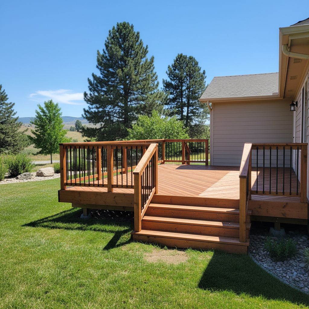 Completed deck construction work at a residential property in Boise, ID