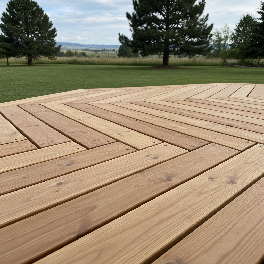 Completed wooden decks work at a residential property in Eagle, ID