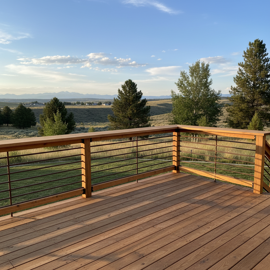 Completed deck railing installation work at a residential property in Eagle, ID