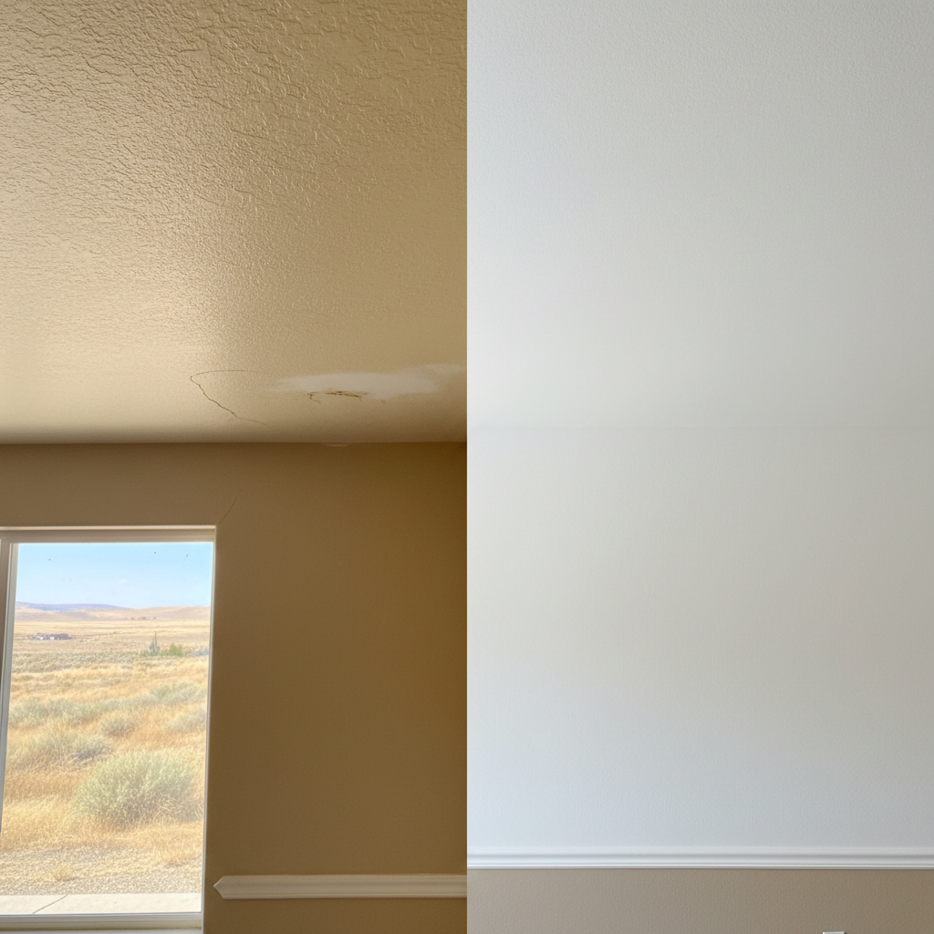 Completed popcorn ceiling removal work at a residential property in Boise, ID