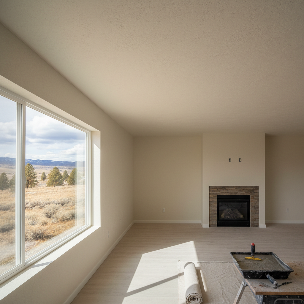 Completed drywall texturing work at a residential property in Boise, ID