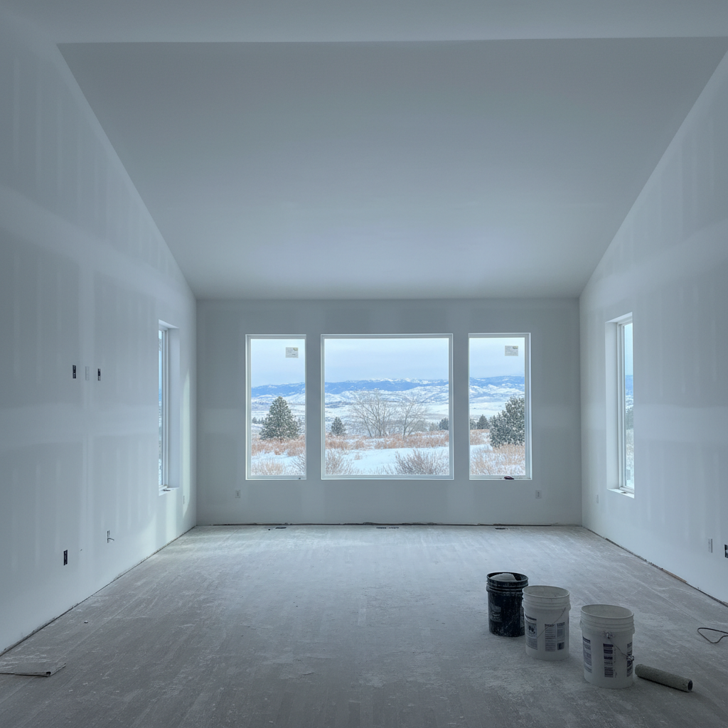 Completed drywall priming work at a residential property in Boise, ID