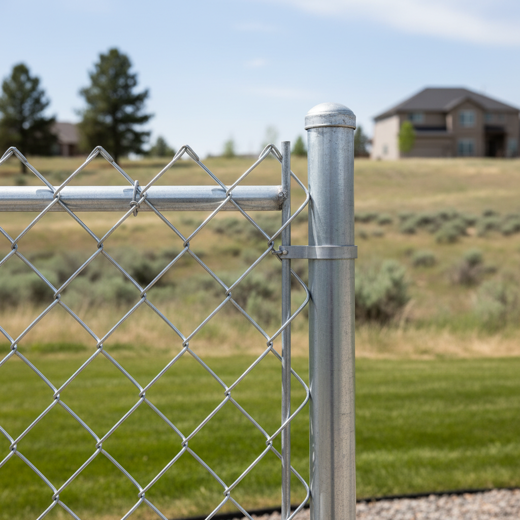 Completed chain link fence installation work at a residential property in Boise, ID