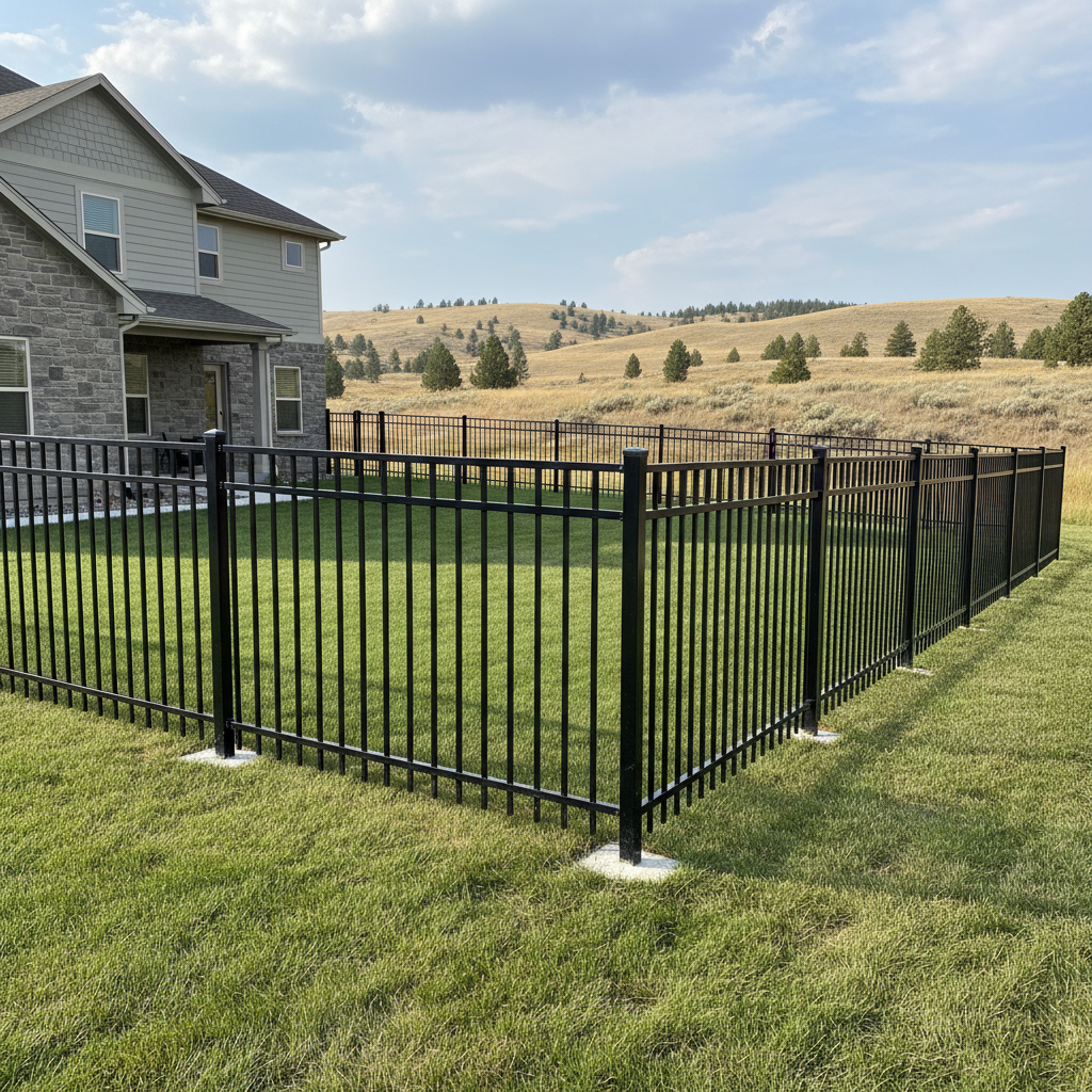 Completed aluminum fence installation work at a residential property in Boise, ID