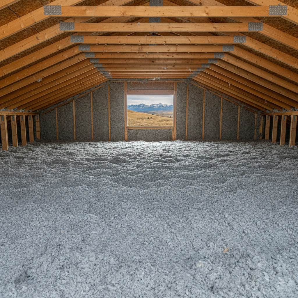 Completed blown-in insulation work at a residential property in Boise, ID