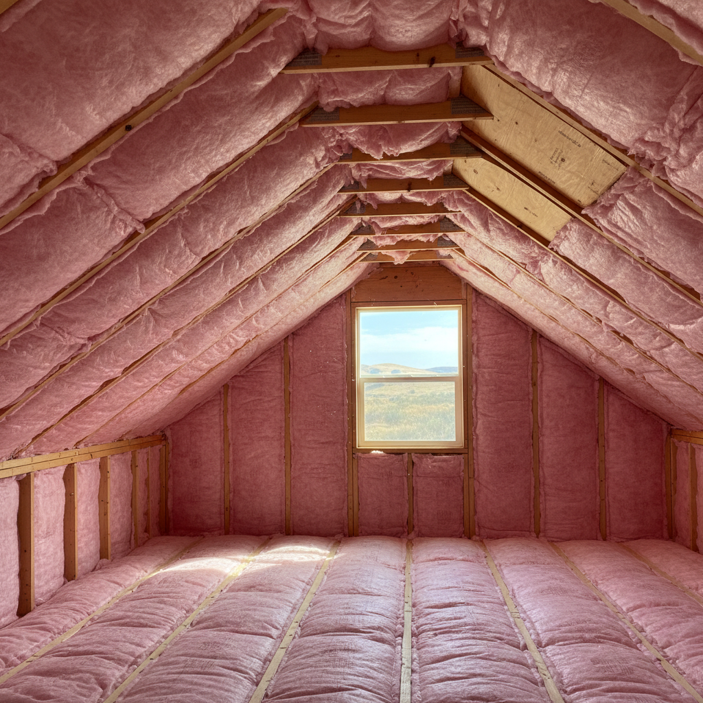 Completed batt insulation installation work at a residential property in Meridian, ID