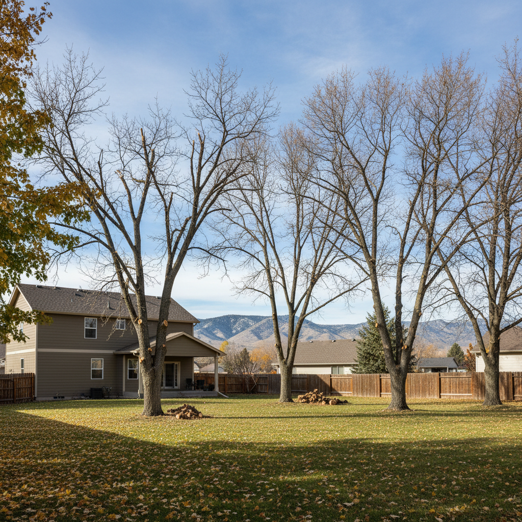 Completed tree trimming work at a residential property in Meridian, ID