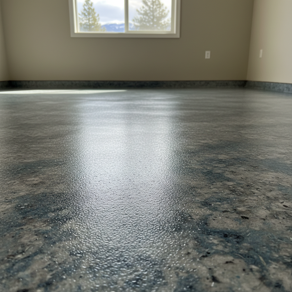 Completed epoxy floor coating work at a residential property in Coeur d'Alene, ID