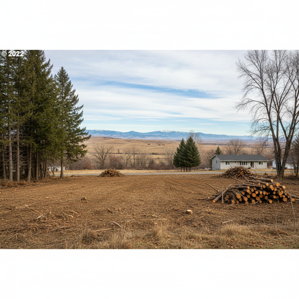 Completed lot clearing work at a residential property in Meridian, ID
