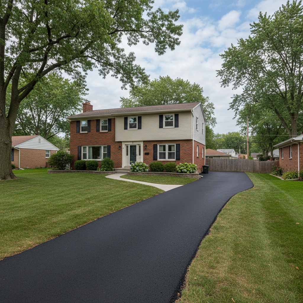 Completed residential asphalt work at a residential property in Franklin Park, IL
