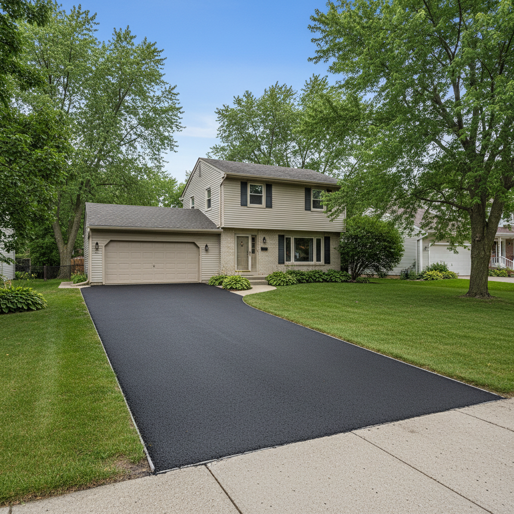 Completed residential asphalt work at a residential property in Franklin Park, IL