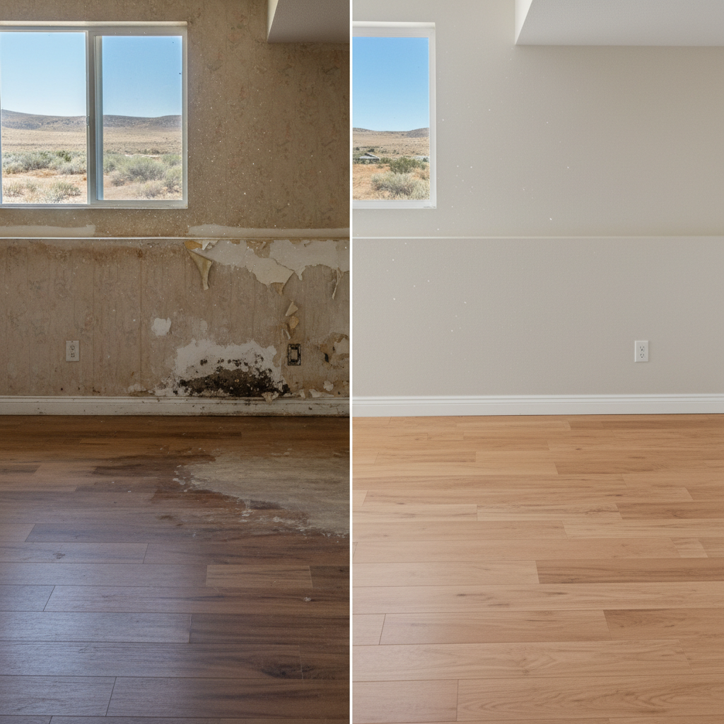 Completed water damage restoration work at a residential property in Boise, ID