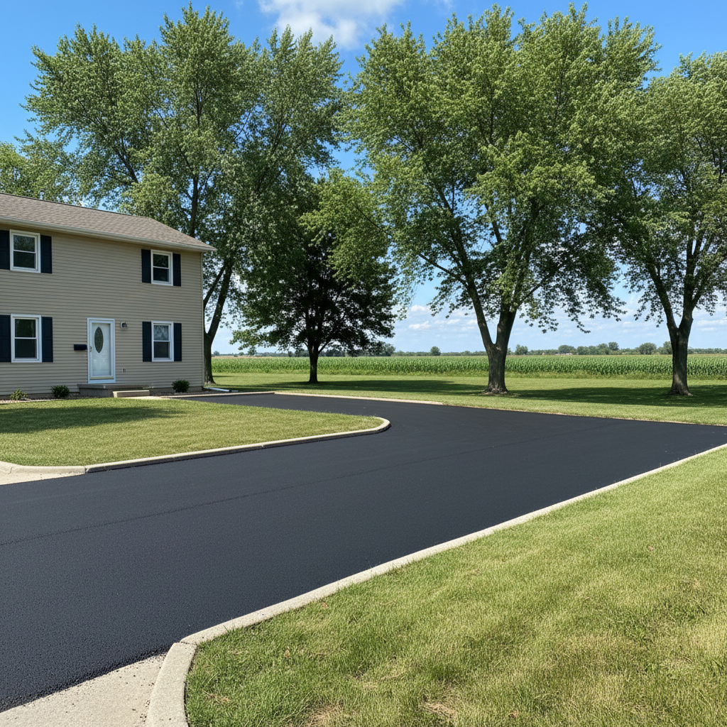 Completed commercial asphalt work at a residential property in Le Roy, IL
