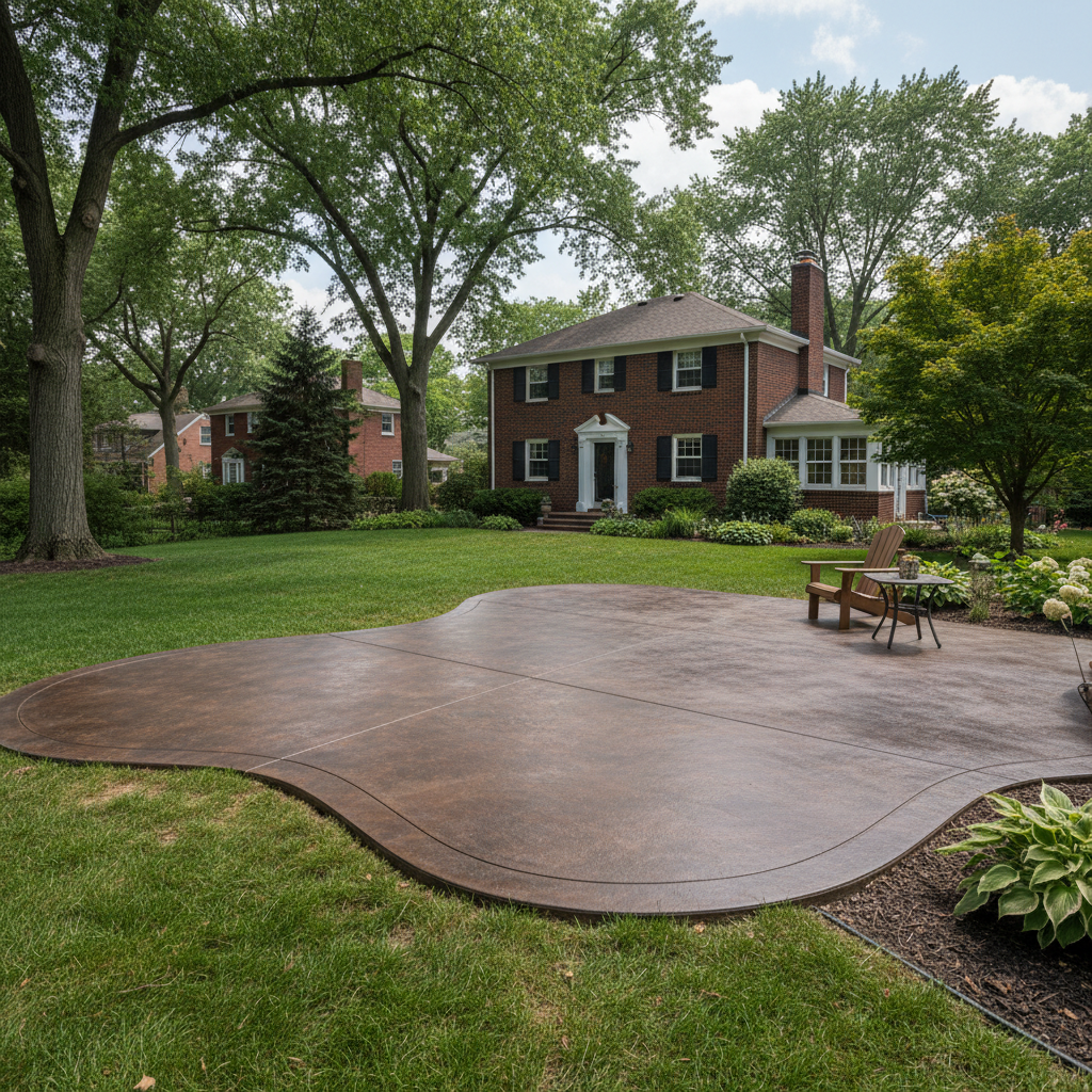 Completed concrete staining work at a residential property in Evanston, IL