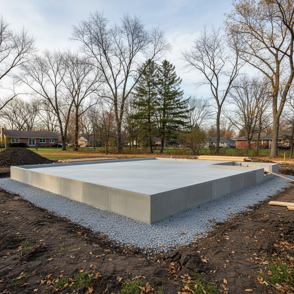 Completed concrete foundations work at a residential property in Evanston, IL