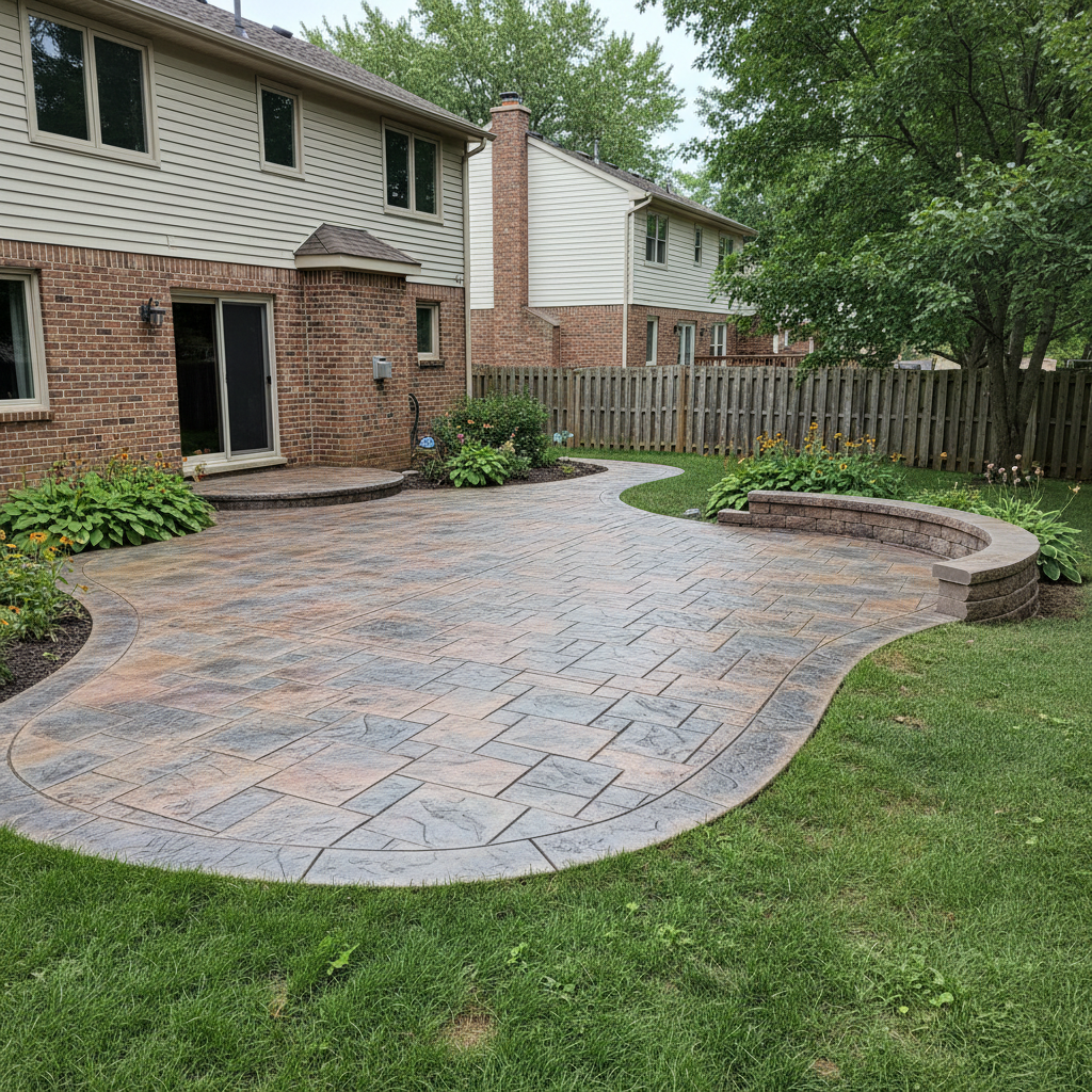 Completed stamped concrete work at a residential property in Evanston, IL