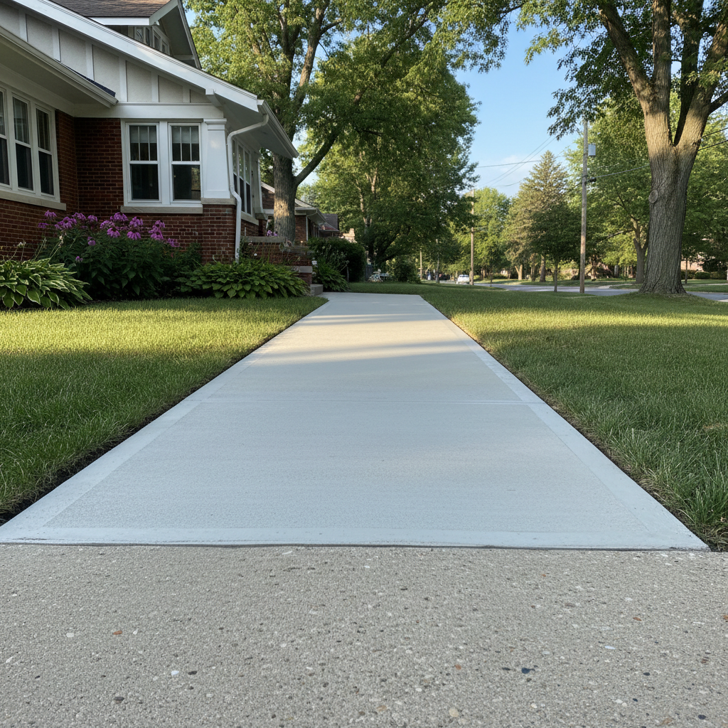 Completed concrete repair work at a residential property in Oak Park, IL