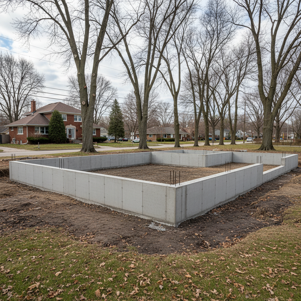 Completed concrete foundations work at a residential property in Oak Park, IL