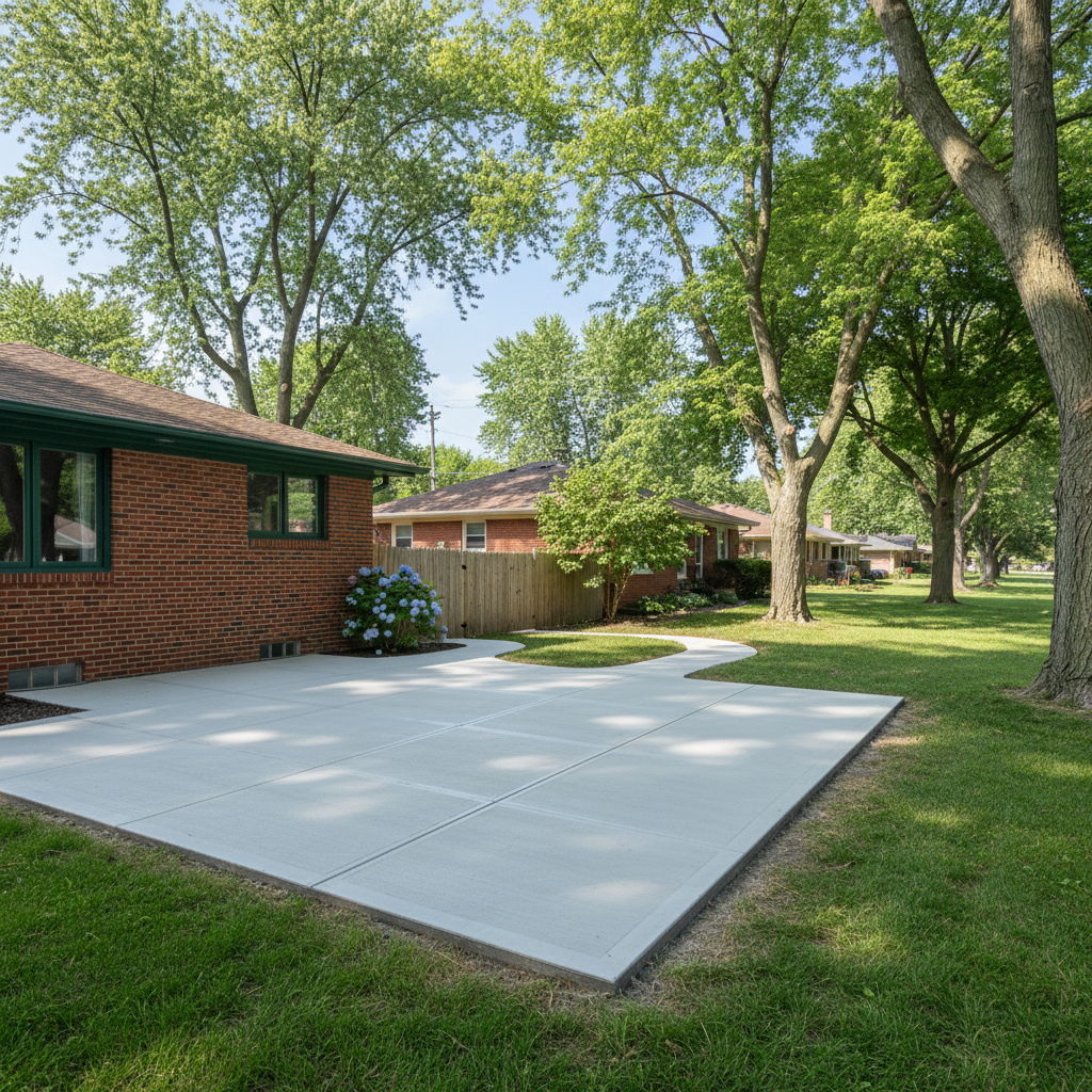 Completed concrete installation work at a residential property in Oak Park, IL